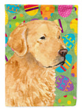 Golden Retriever Easter Eggtravaganza House Flag 28x40 Porch Sleeve Pole Decorative Outside Yard Banner Artwork Wall Hanging, Polyester