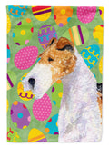 Fox Terrier Easter Eggtravaganza House Flag 28x40 Porch Sleeve Pole Decorative Outside Yard Banner Artwork Wall Hanging, Polyester