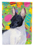Rat Terrier Easter Eggtravaganza House Flag 28x40 Porch Sleeve Pole Decorative Outside Yard Banner Artwork Wall Hanging, Polyester