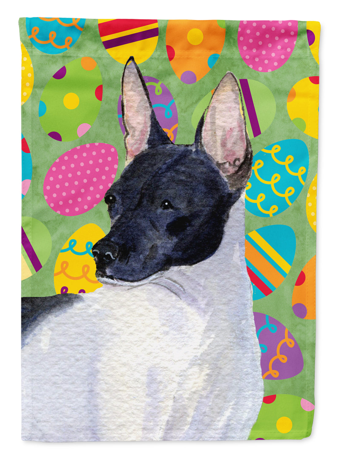 Rat Terrier Easter Eggtravaganza House Flag 28x40 Porch Sleeve Pole Decorative Outside Yard Banner Artwork Wall Hanging, Polyester