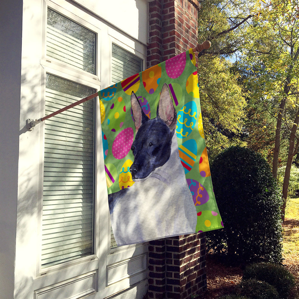 Rat Terrier Easter Eggtravaganza House Flag 28x40 Porch Sleeve Pole Decorative Outside Yard Banner Artwork Wall Hanging, Polyester