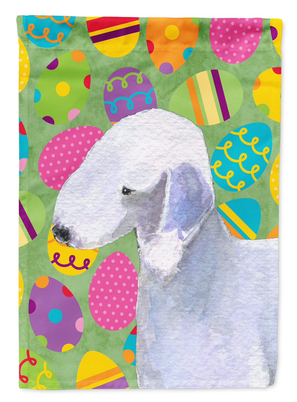 Bedlington Terrier Easter Eggtravaganza House Flag 28x40 Porch Sleeve Pole Decorative Outside Yard Banner Artwork Wall Hanging, Polyester