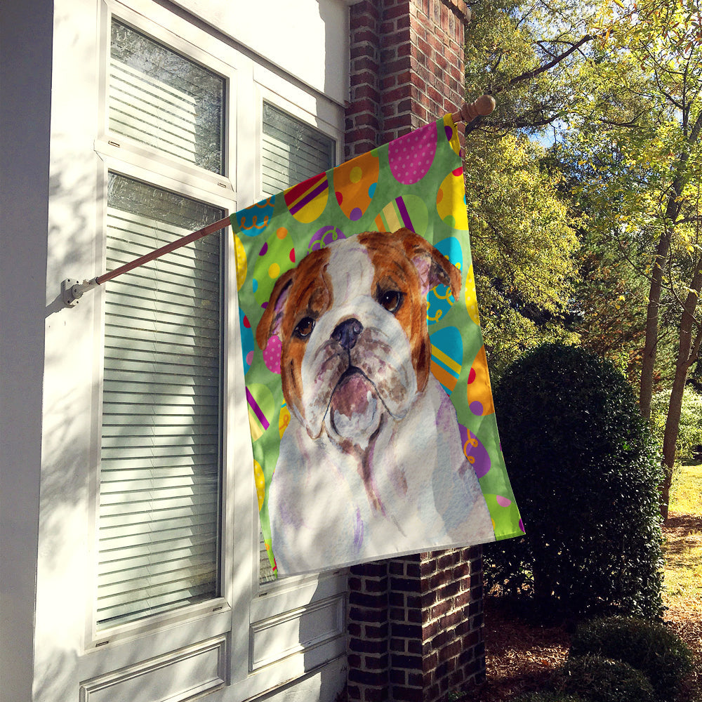 Bulldog English Easter Eggtravaganza House Flag 28x40 Porch Sleeve Pole Decorative Outside Yard Banner Artwork Wall Hanging, Polyester