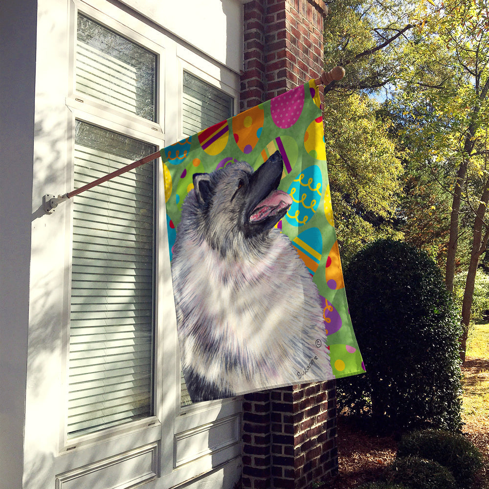 Keeshond Easter Eggtravaganza House Flag 28x40 Porch Sleeve Pole Decorative Outside Yard Banner Artwork Wall Hanging, Polyester