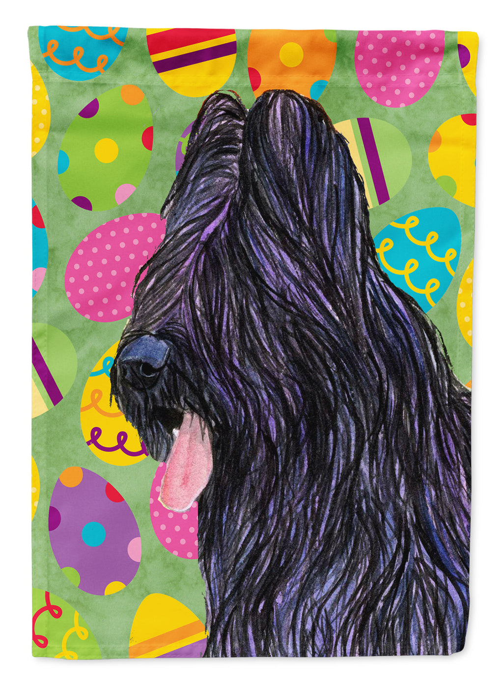 Briard Easter Eggtravaganza House Flag 28x40 Porch Sleeve Pole Decorative Outside Yard Banner Artwork Wall Hanging, Polyester
