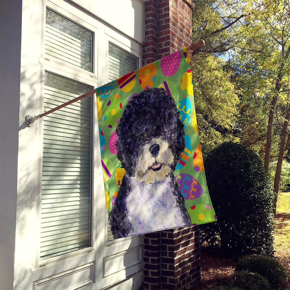 Portuguese Water Dog Easter Eggtravaganza House Flag 28x40 Porch Sleeve Pole Decorative Outside Yard Banner Artwork Wall Hanging, Polyester