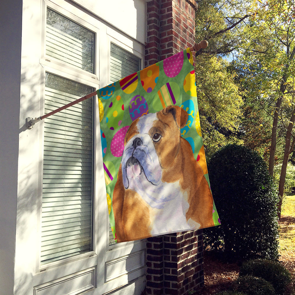 Bulldog English Easter Eggtravaganza House Flag 28x40 Porch Sleeve Pole Decorative Outside Yard Banner Artwork Wall Hanging, Polyester