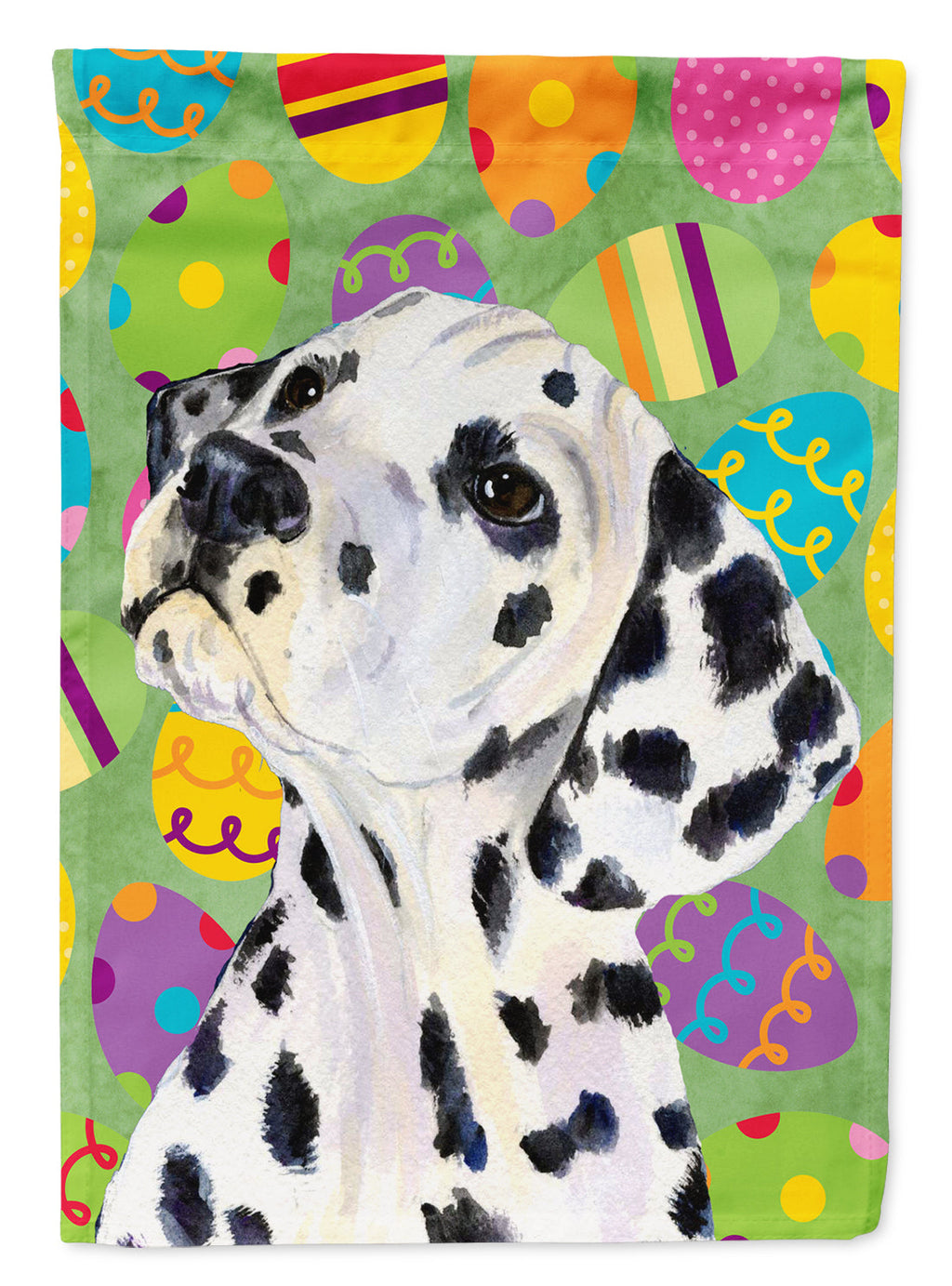 Dalmatian Easter Eggtravaganza House Flag 28x40 Porch Sleeve Pole Decorative Outside Yard Banner Artwork Wall Hanging, Polyester