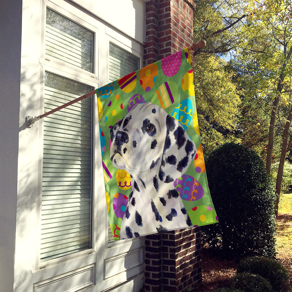 Dalmatian Easter Eggtravaganza House Flag 28x40 Porch Sleeve Pole Decorative Outside Yard Banner Artwork Wall Hanging, Polyester