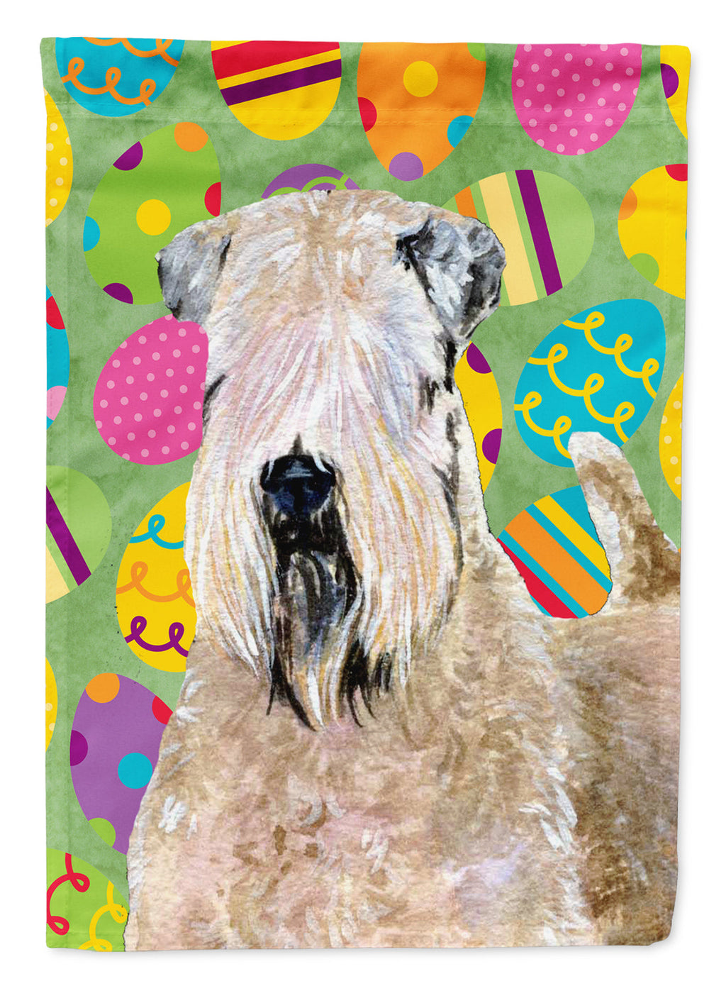 Wheaten Terrier Soft Coated Easter Eggtravaganza House Flag 28x40 Porch Sleeve Pole Decorative Outside Yard Banner Artwork Wall Hanging, Polyester