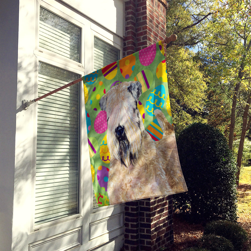 Wheaten Terrier Soft Coated Easter Eggtravaganza House Flag 28x40 Porch Sleeve Pole Decorative Outside Yard Banner Artwork Wall Hanging, Polyester