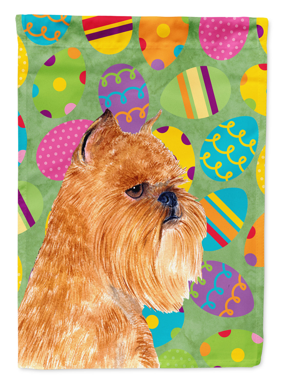 Brussels Griffon Easter Eggtravaganza House Flag 28x40 Porch Sleeve Pole Decorative Outside Yard Banner Artwork Wall Hanging, Polyester
