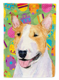 Bull Terrier Easter Eggtravaganza House Flag 28x40 Porch Sleeve Pole Decorative Outside Yard Banner Artwork Wall Hanging, Polyester