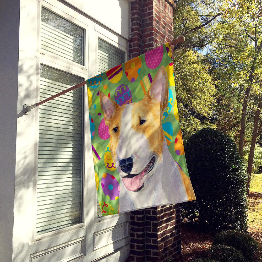 Bull Terrier Easter Eggtravaganza House Flag 28x40 Porch Sleeve Pole Decorative Outside Yard Banner Artwork Wall Hanging, Polyester
