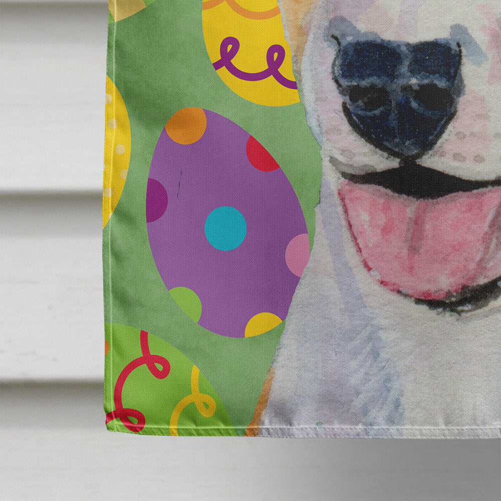 Bull Terrier Easter Eggtravaganza House Flag 28x40 Porch Sleeve Pole Decorative Outside Yard Banner Artwork Wall Hanging, Polyester