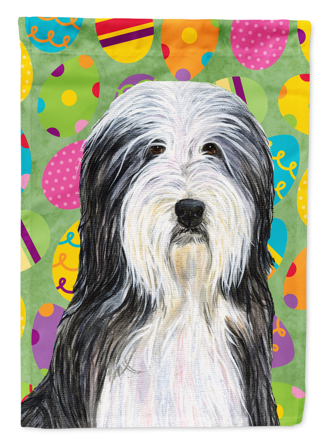 Bearded Collie Easter Eggtravaganza House Flag 28x40 Porch Sleeve Pole Decorative Outside Yard Banner Artwork Wall Hanging, Polyester