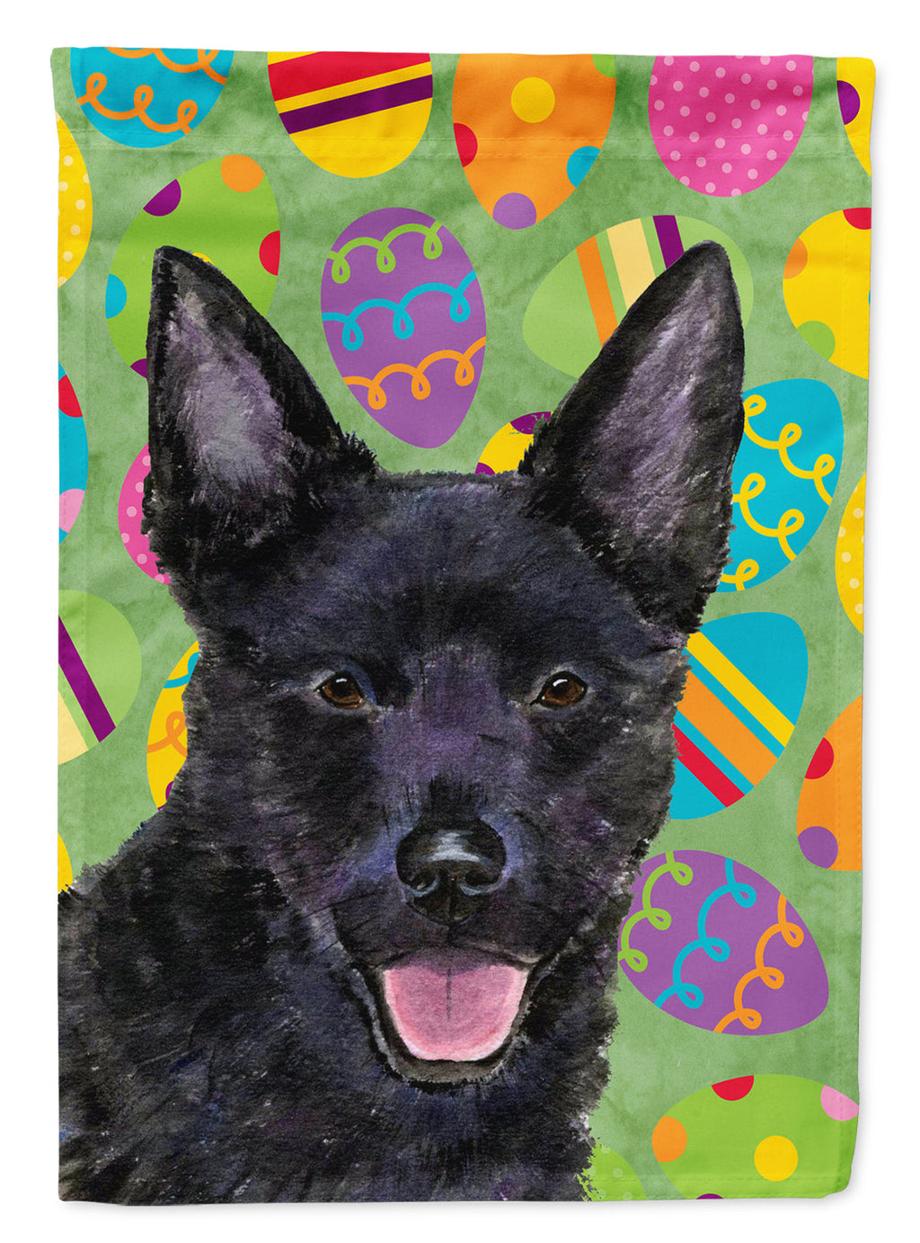 Australian Kelpie Easter Eggtravaganza House Flag 28x40 Porch Sleeve Pole Decorative Outside Yard Banner Artwork Wall Hanging, Polyester