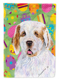 Clumber Spaniel Easter Eggtravaganza House Flag 28x40 Porch Sleeve Pole Decorative Outside Yard Banner Artwork Wall Hanging, Polyester