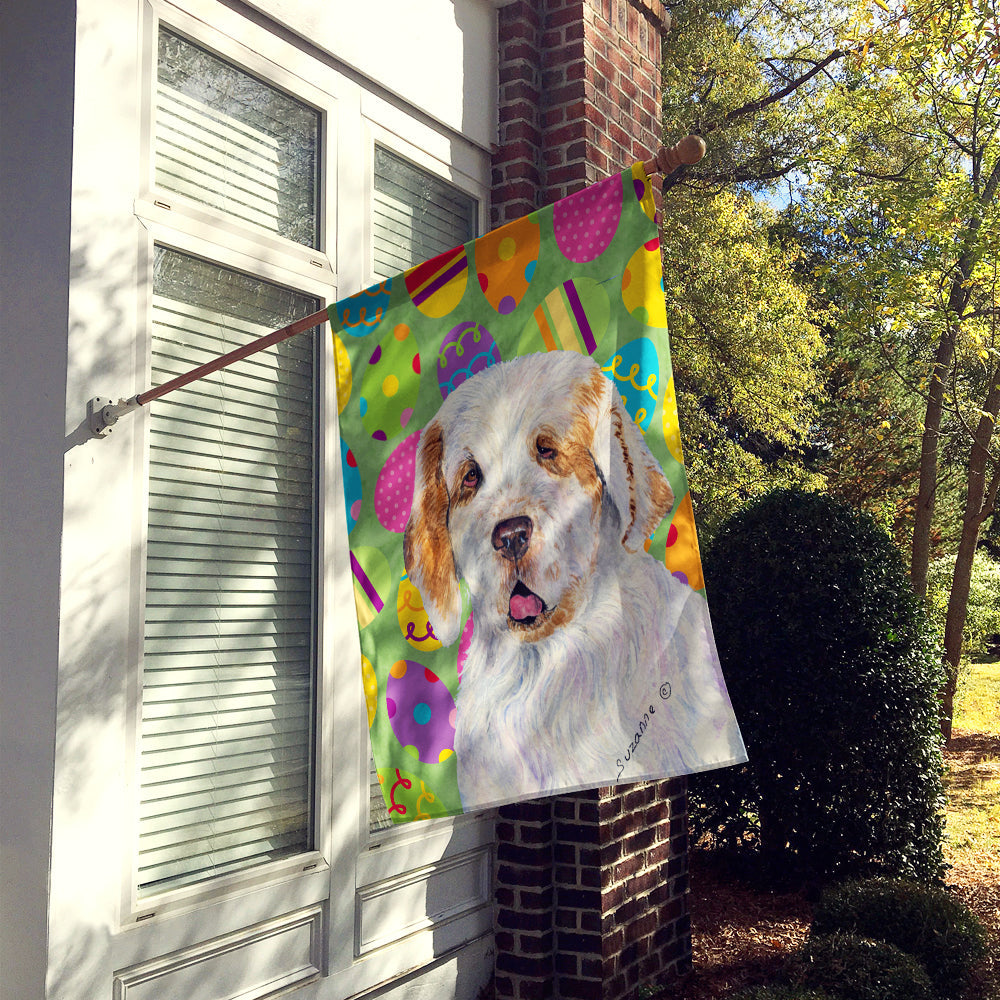 Clumber Spaniel Easter Eggtravaganza House Flag 28x40 Porch Sleeve Pole Decorative Outside Yard Banner Artwork Wall Hanging, Polyester