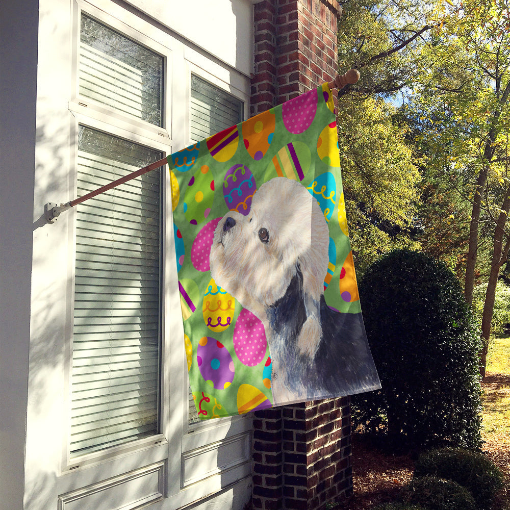 Dandie Dinmont Terrier Easter Eggtravaganza House Flag 28x40 Porch Sleeve Pole Decorative Outside Yard Banner Artwork Wall Hanging, Polyester