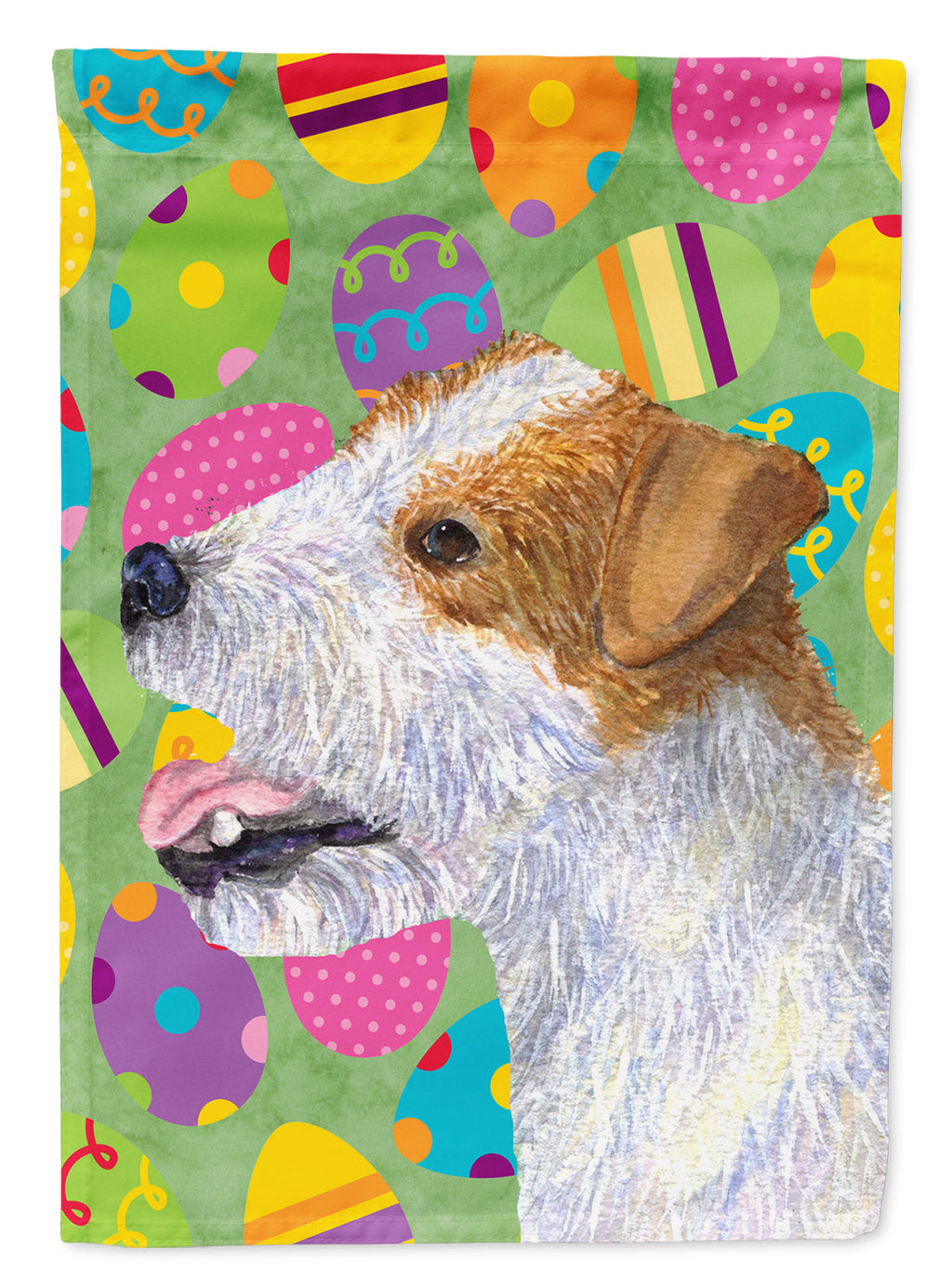 Jack Russell Terrier Easter Eggtravaganza House Flag 28x40 Porch Sleeve Pole Decorative Outside Yard Banner Artwork Wall Hanging, Polyester