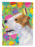 Jack Russell Terrier Easter Eggtravaganza House Flag 28x40 Porch Sleeve Pole Decorative Outside Yard Banner Artwork Wall Hanging, Polyester