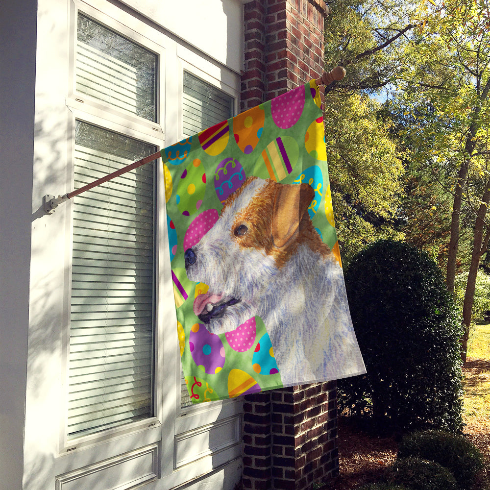 Jack Russell Terrier Easter Eggtravaganza House Flag 28x40 Porch Sleeve Pole Decorative Outside Yard Banner Artwork Wall Hanging, Polyester