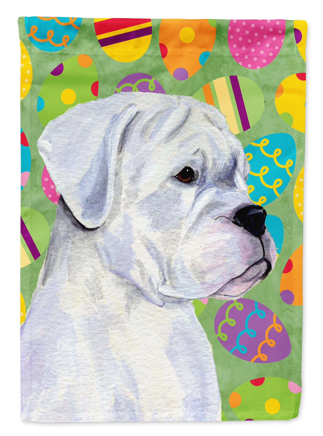 Boxer Easter Eggtravaganza House Flag 28x40 Porch Sleeve Pole Decorative Outside Yard Banner Artwork Wall Hanging, Polyester