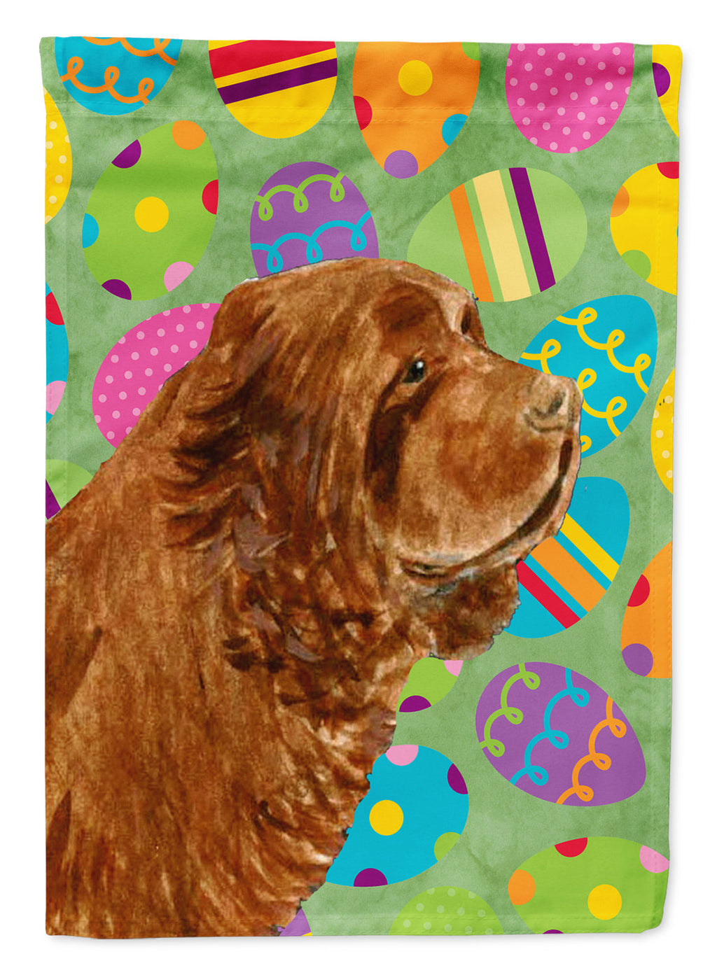 Sussex Spaniel Easter Eggtravaganza House Flag 28x40 Porch Sleeve Pole Decorative Outside Yard Banner Artwork Wall Hanging, Polyester