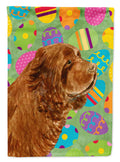 Sussex Spaniel Easter Eggtravaganza House Flag 28x40 Porch Sleeve Pole Decorative Outside Yard Banner Artwork Wall Hanging, Polyester