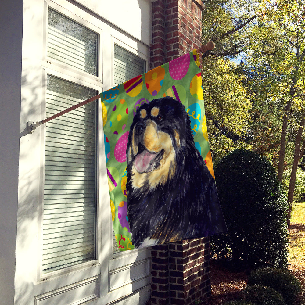 Tibetan Mastiff Easter Eggtravaganza House Flag 28x40 Porch Sleeve Pole Decorative Outside Yard Banner Artwork Wall Hanging, Polyester