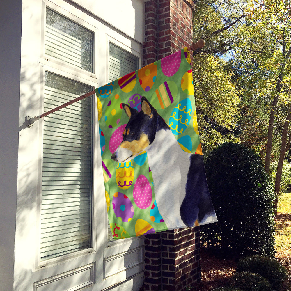 Basenji Easter Eggtravaganza House Flag 28x40 Porch Sleeve Pole Decorative Outside Yard Banner Artwork Wall Hanging, Polyester