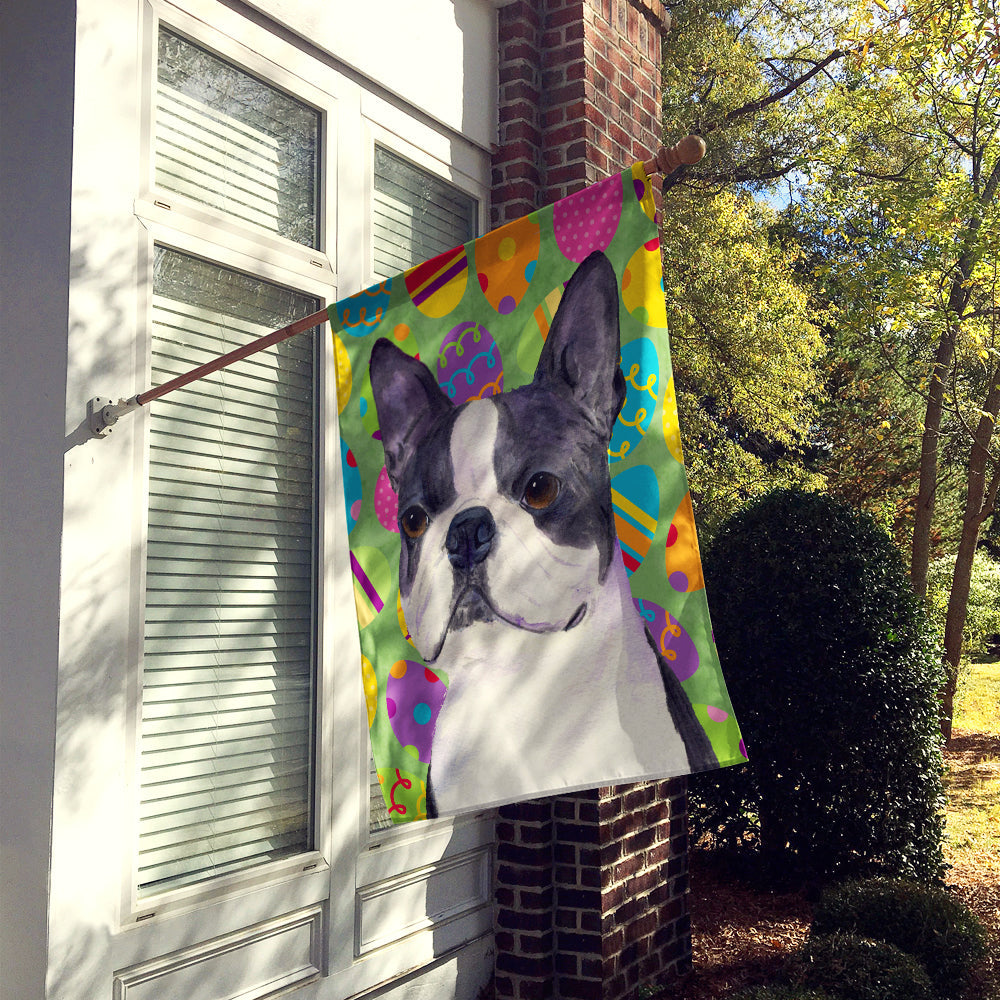 Boston Terrier Easter Eggtravaganza House Flag 28x40 Porch Sleeve Pole Decorative Outside Yard Banner Artwork Wall Hanging, Polyester
