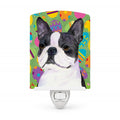 Boston Terrier Easter Eggtravaganza Ceramic Night Light Compact, UL-Certified, Ideal for Bedroom, Bathroom, Nursery, Hallway, Kitchen, 6x4x3, Multicolor