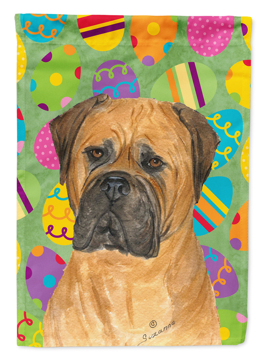 Bullmastiff Easter Eggtravaganza House Flag 28x40 Porch Sleeve Pole Decorative Outside Yard Banner Artwork Wall Hanging, Polyester