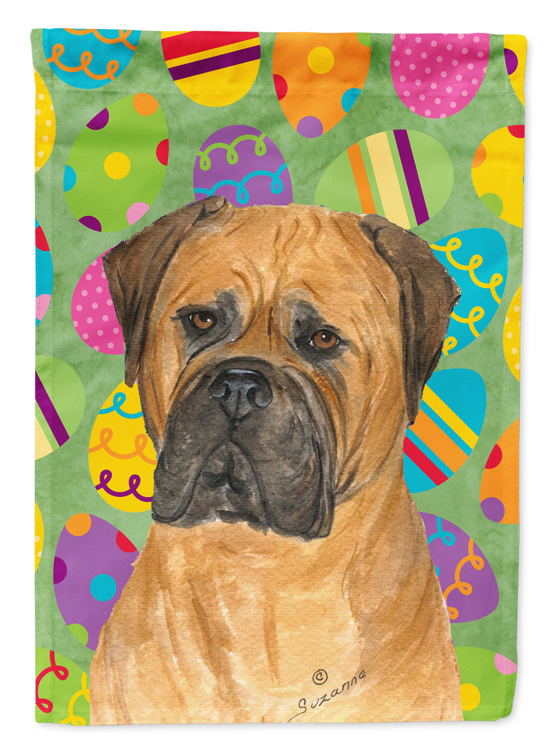 Bullmastiff Easter Eggtravaganza House Flag 28x40 Porch Sleeve Pole Decorative Outside Yard Banner Artwork Wall Hanging, Polyester