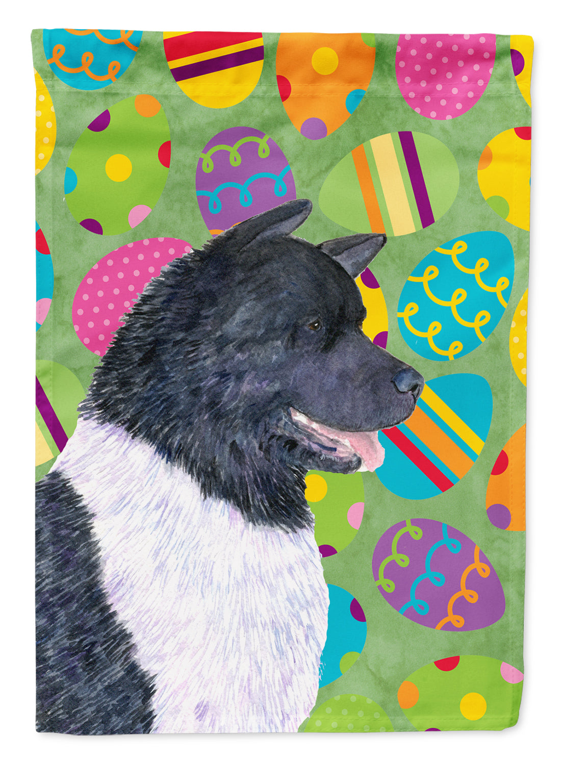 Akita Easter Eggtravaganza House Flag 28x40 Porch Sleeve Pole Decorative Outside Yard Banner Artwork Wall Hanging, Polyester