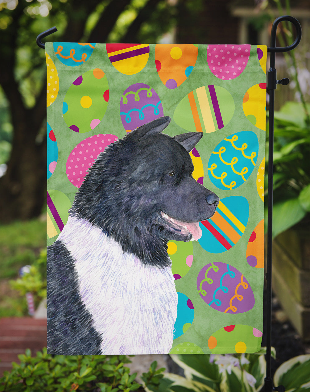 Akita Easter Eggtravaganza Garden Flag Mailbox Decorative Yard Banner Outside Patio Artwork for Flower Beds, Garden Size, Multicolor
