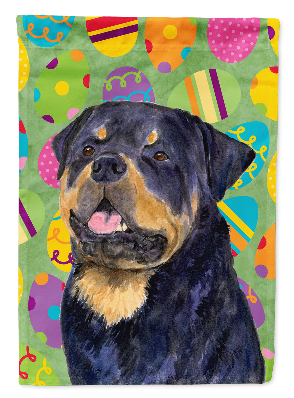 Rottweiler Easter Eggtravaganza House Flag 28x40 Porch Sleeve Pole Decorative Outside Yard Banner Artwork Wall Hanging, Polyester