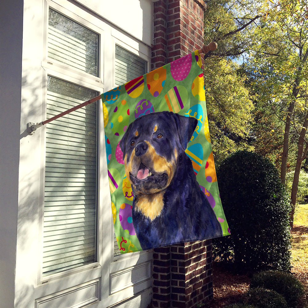 Rottweiler Easter Eggtravaganza House Flag 28x40 Porch Sleeve Pole Decorative Outside Yard Banner Artwork Wall Hanging, Polyester