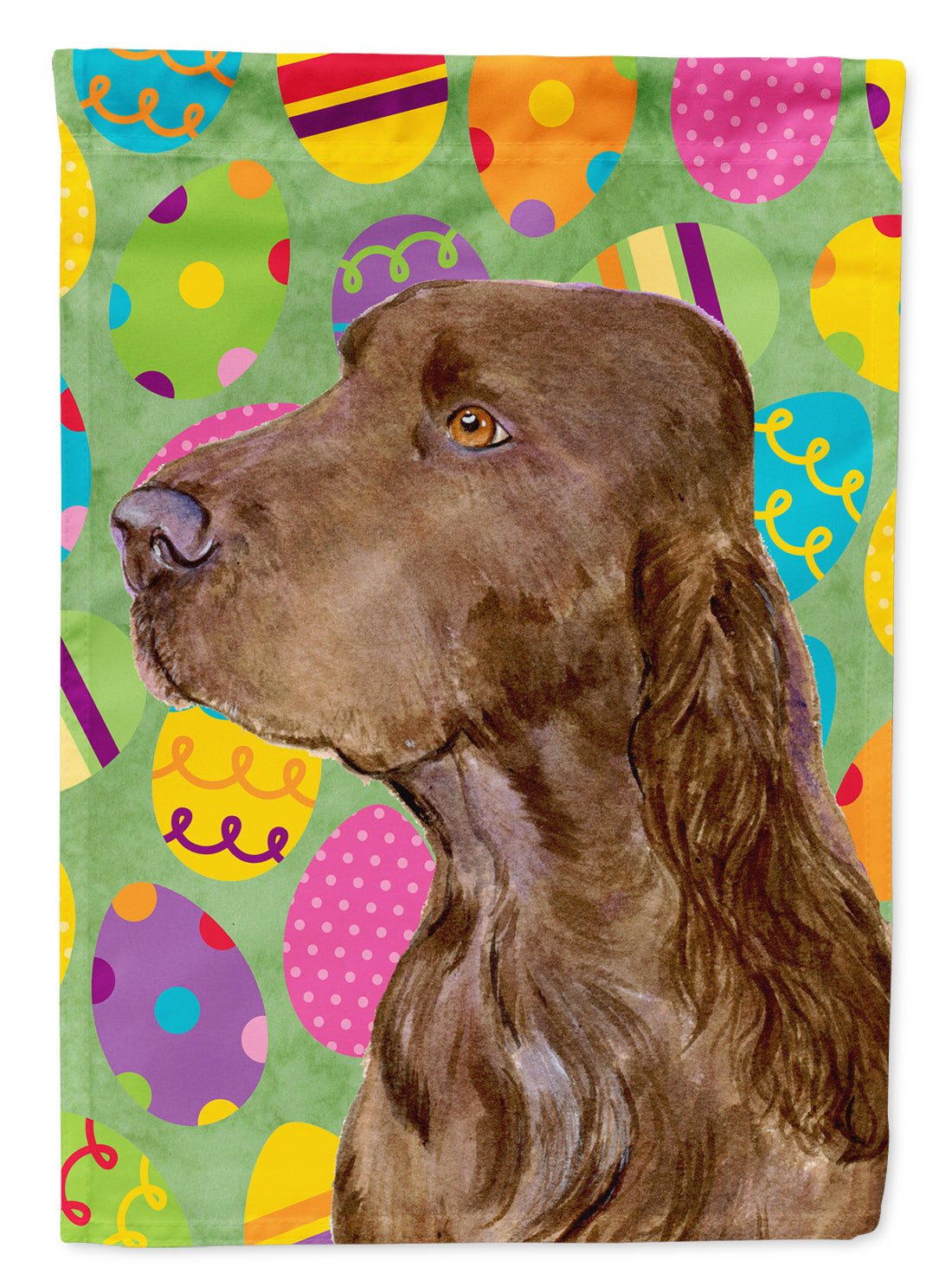 Field Spaniel Easter Eggtravaganza House Flag 28x40 Porch Sleeve Pole Decorative Outside Yard Banner Artwork Wall Hanging, Polyester