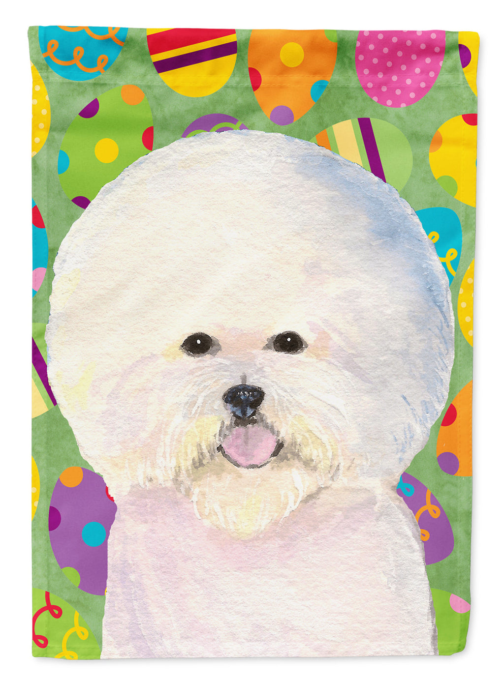 Bichon Frise Easter Eggtravaganza House Flag 28x40 Porch Sleeve Pole Decorative Outside Yard Banner Artwork Wall Hanging, Polyester