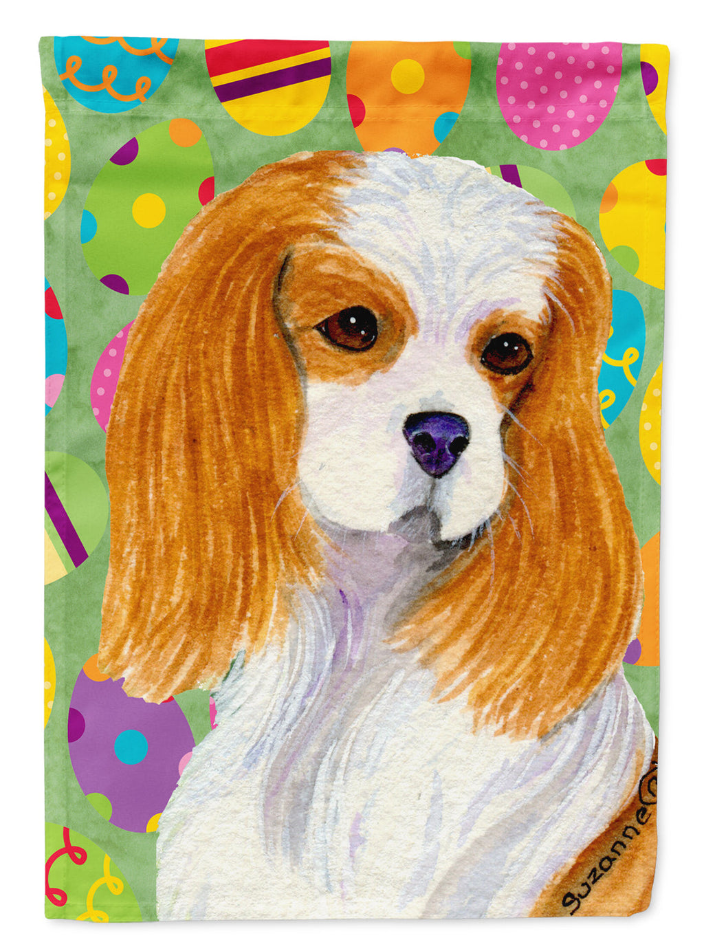 Cavalier Spaniel Easter Eggtravaganza House Flag 28x40 Porch Sleeve Pole Decorative Outside Yard Banner Artwork Wall Hanging, Polyester