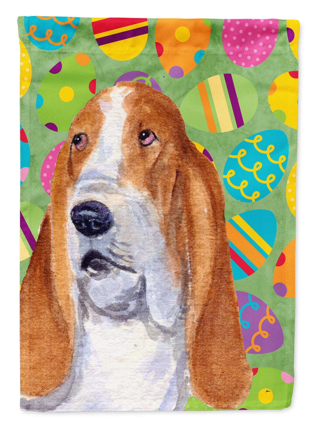 Basset Hound Easter Eggtravaganza House Flag 28x40 Porch Sleeve Pole Decorative Outside Yard Banner Artwork Wall Hanging, Polyester