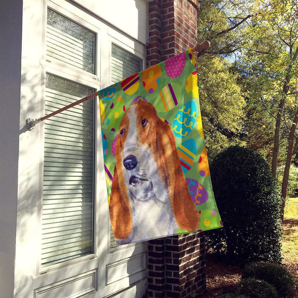 Basset Hound Easter Eggtravaganza House Flag 28x40 Porch Sleeve Pole Decorative Outside Yard Banner Artwork Wall Hanging, Polyester