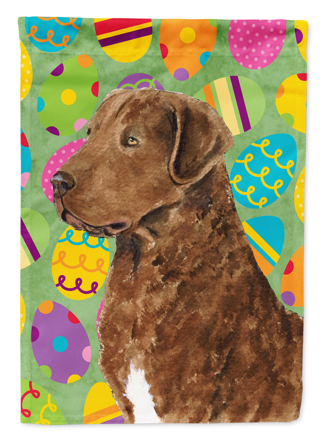 Chesapeake Bay Retriever Easter Eggtravaganza House Flag 28x40 Porch Sleeve Pole Decorative Outside Yard Banner Artwork Wall Hanging, Polyester