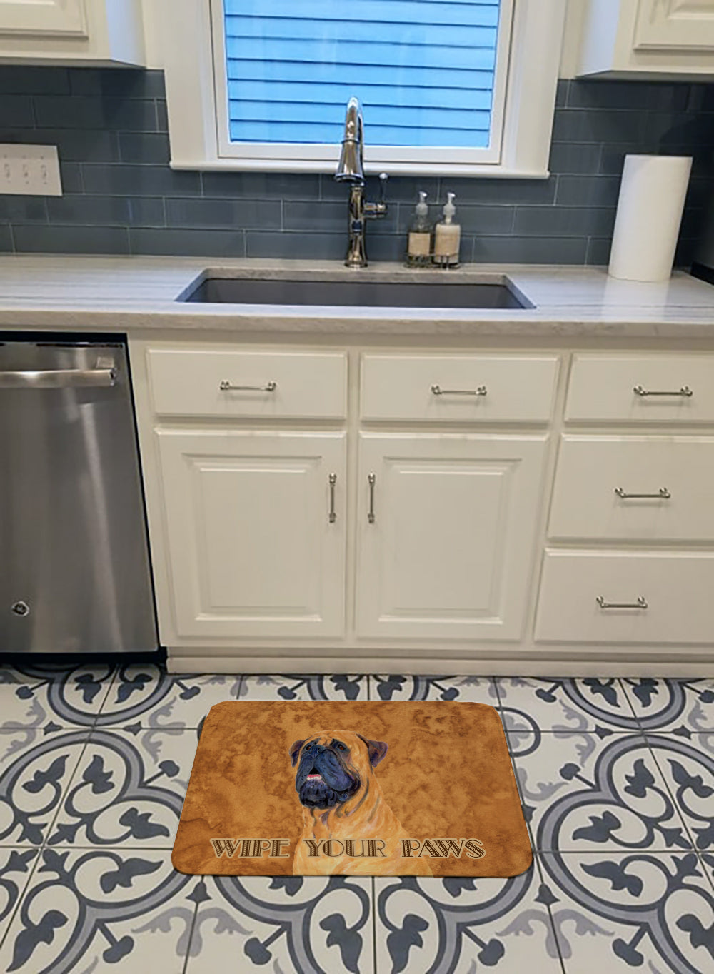 Mastiff Wipe your Paws Memory Foam Kitchen Mat Machine Washable Anti-Fatigue Cushion Comfort Bath or Kitchen Rug