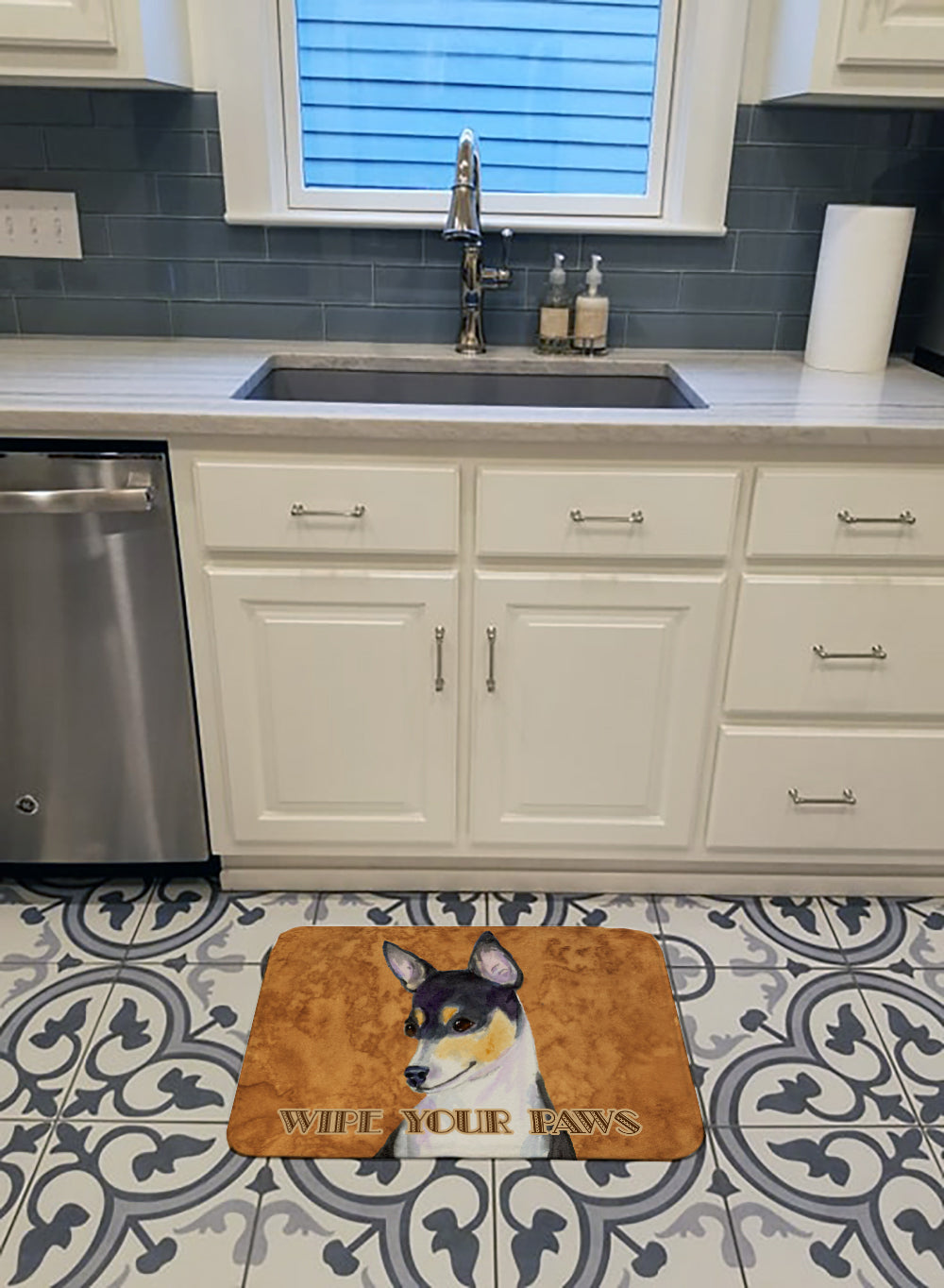 Toy Fox Terrier Wipe your Paws Memory Foam Kitchen Mat Machine Washable Anti-Fatigue Cushion Comfort Bath or Kitchen Rug