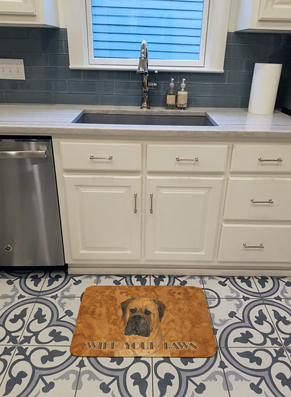 Bullmastiff Wipe your Paws Memory Foam Kitchen Mat Machine Washable Anti-Fatigue Cushion Comfort Bath or Kitchen Rug