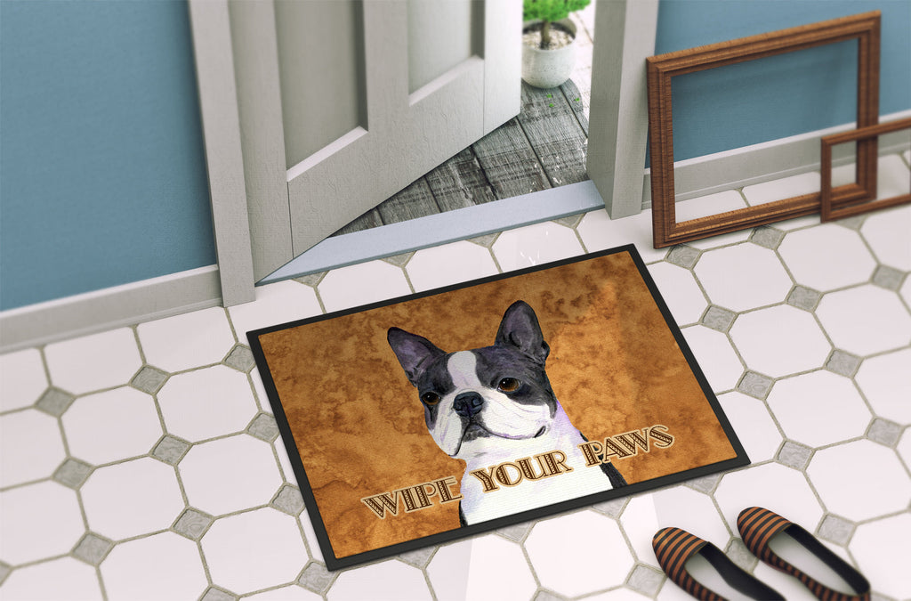 Boston Terrier Wipe your Paws Doormat Indoor Outdoor 24H X 36W Front Door Mat Rugs for Entryway, Non Slip Washable Low Pile,